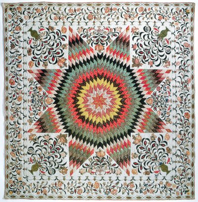Rising Sun or Star of Bethlehem applique quilt from New York, c.1830-50 by Mary Totten